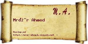 Mrár Ahmed névjegykártya